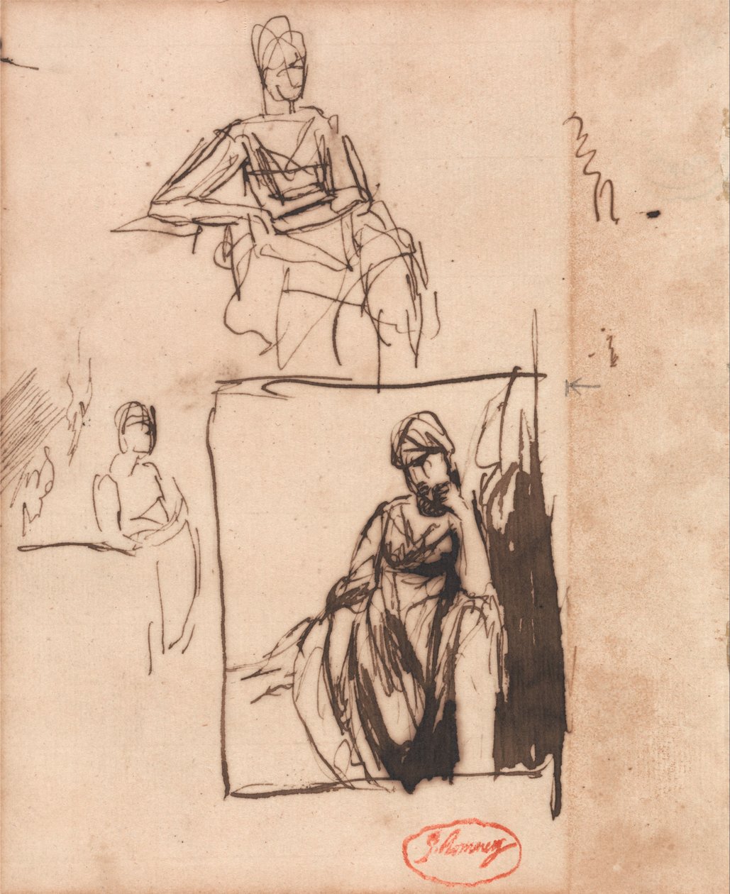 Seated Woman - Three Poses by George Romney