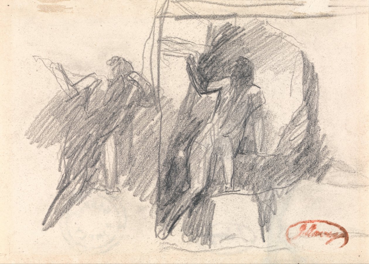Two Sketches of a Half-Kneeling Figure by George Romney