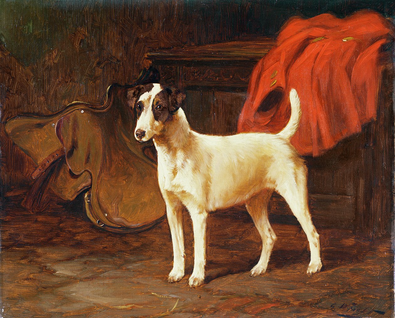 Fox Terrier in a Stable by George Wright
