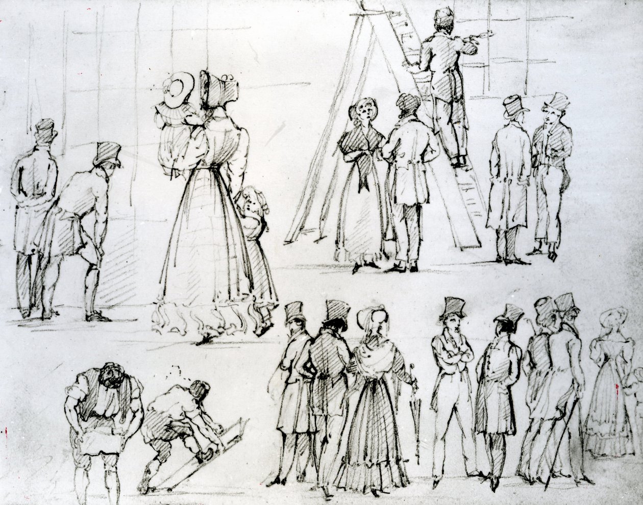 Street Scene with a Window Cleaner by George the Elder Scharf