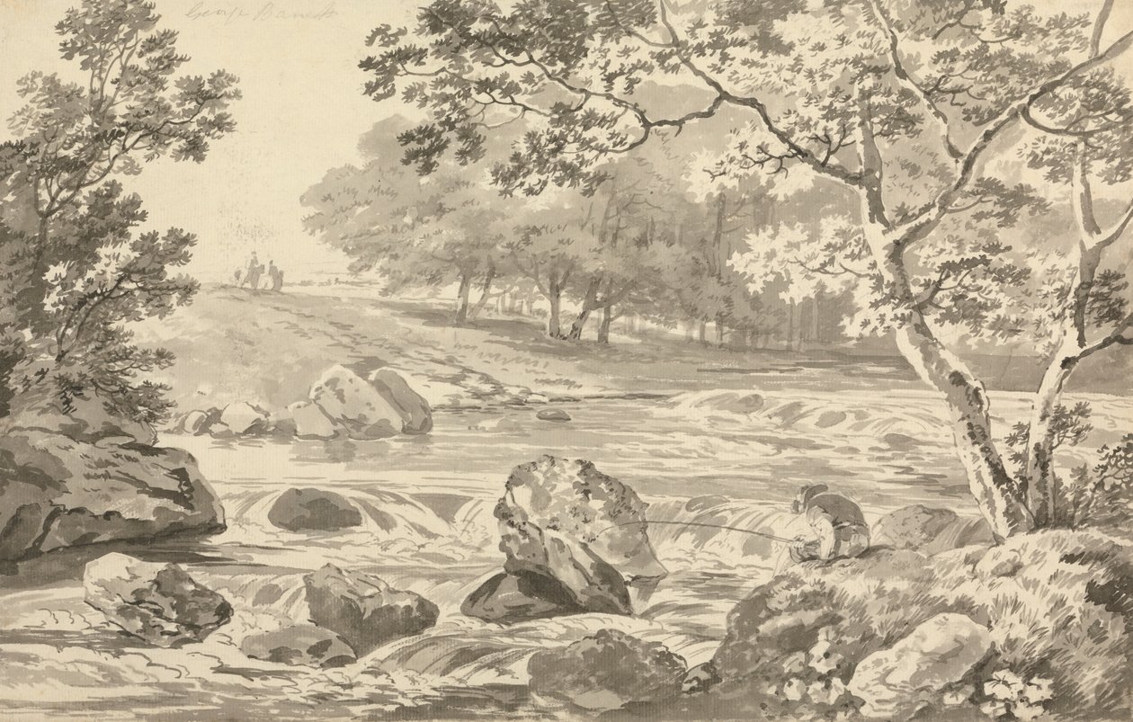 River with Angler by George Barret