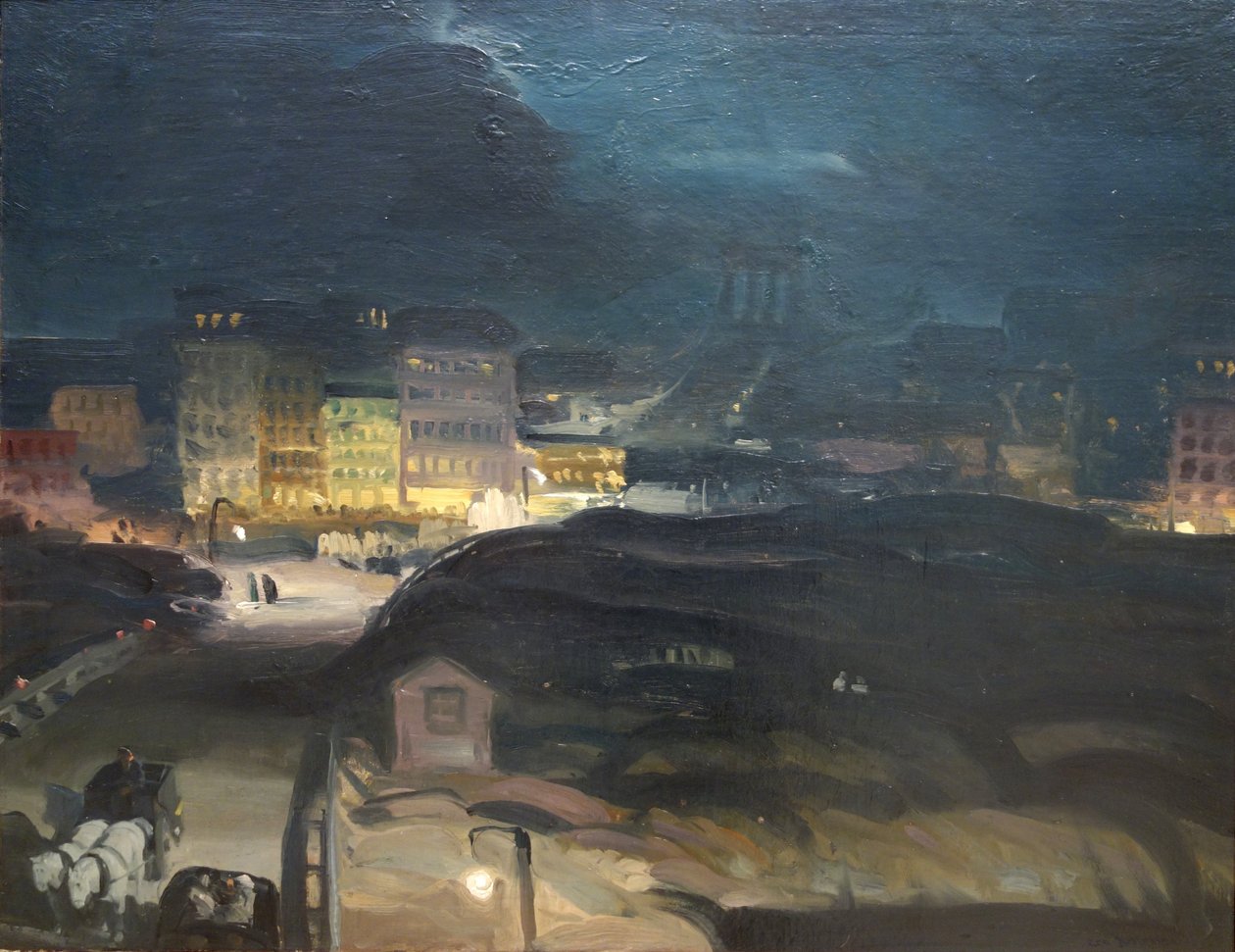 Approach to the Bridge at Night by George Bellows