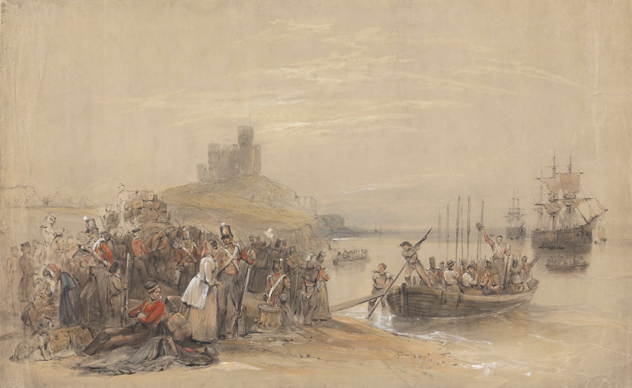 Coastal Scene with Troops Embarking by George Bryant Campion