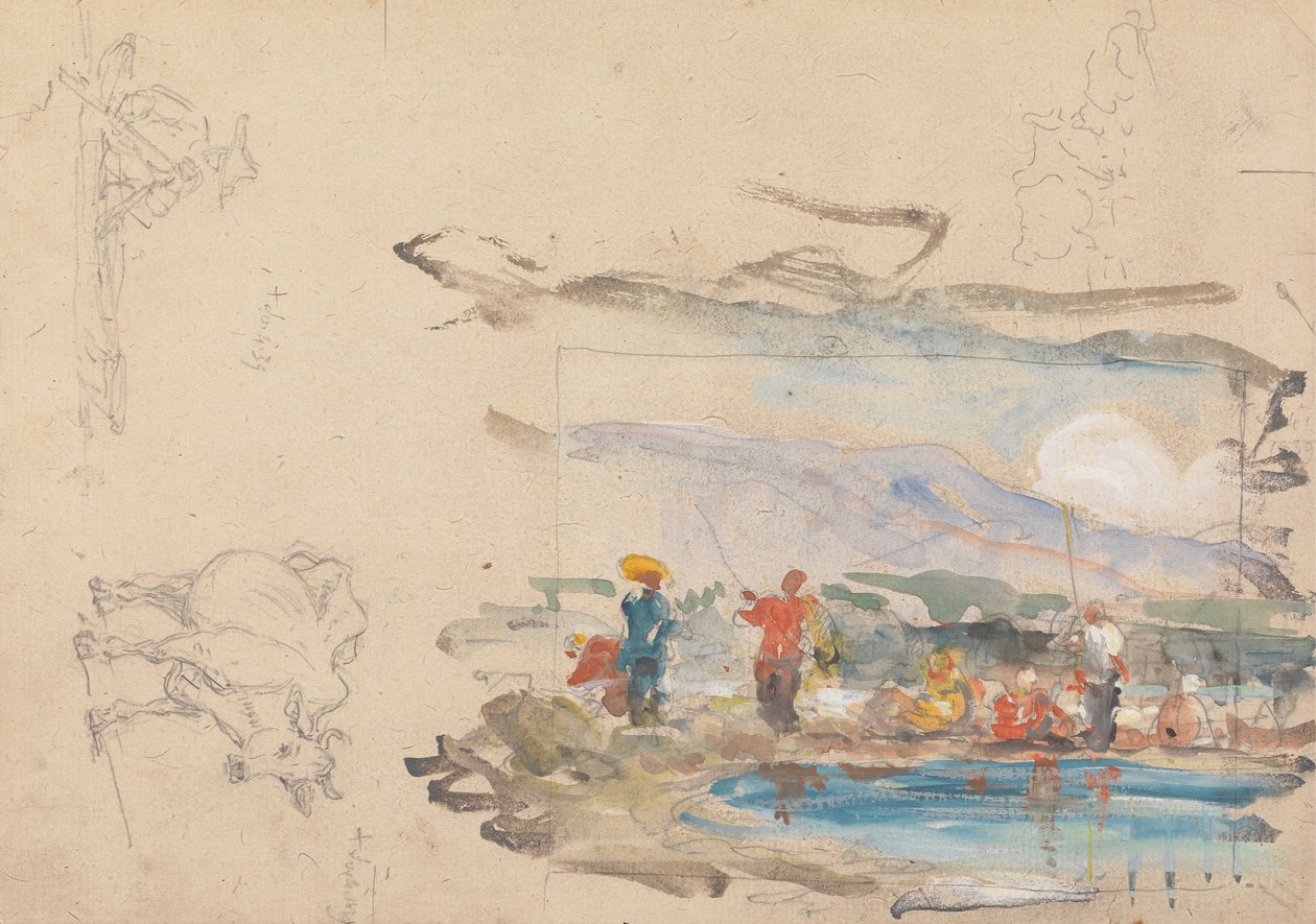 A Pool with Figures by George Chinnery