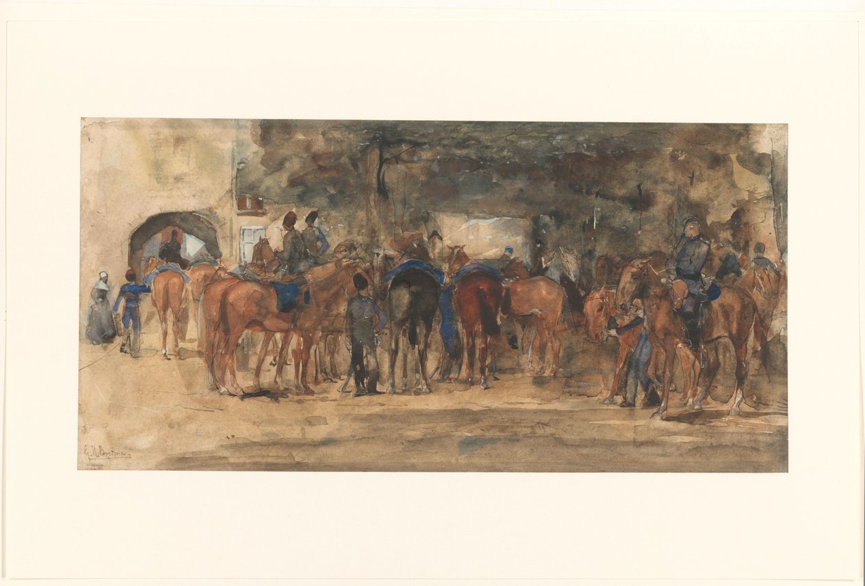 Resting Cavalry on a Square by George Hendrik Breitner