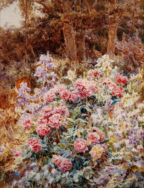 Peonies and Iris by George Samuel Elgood