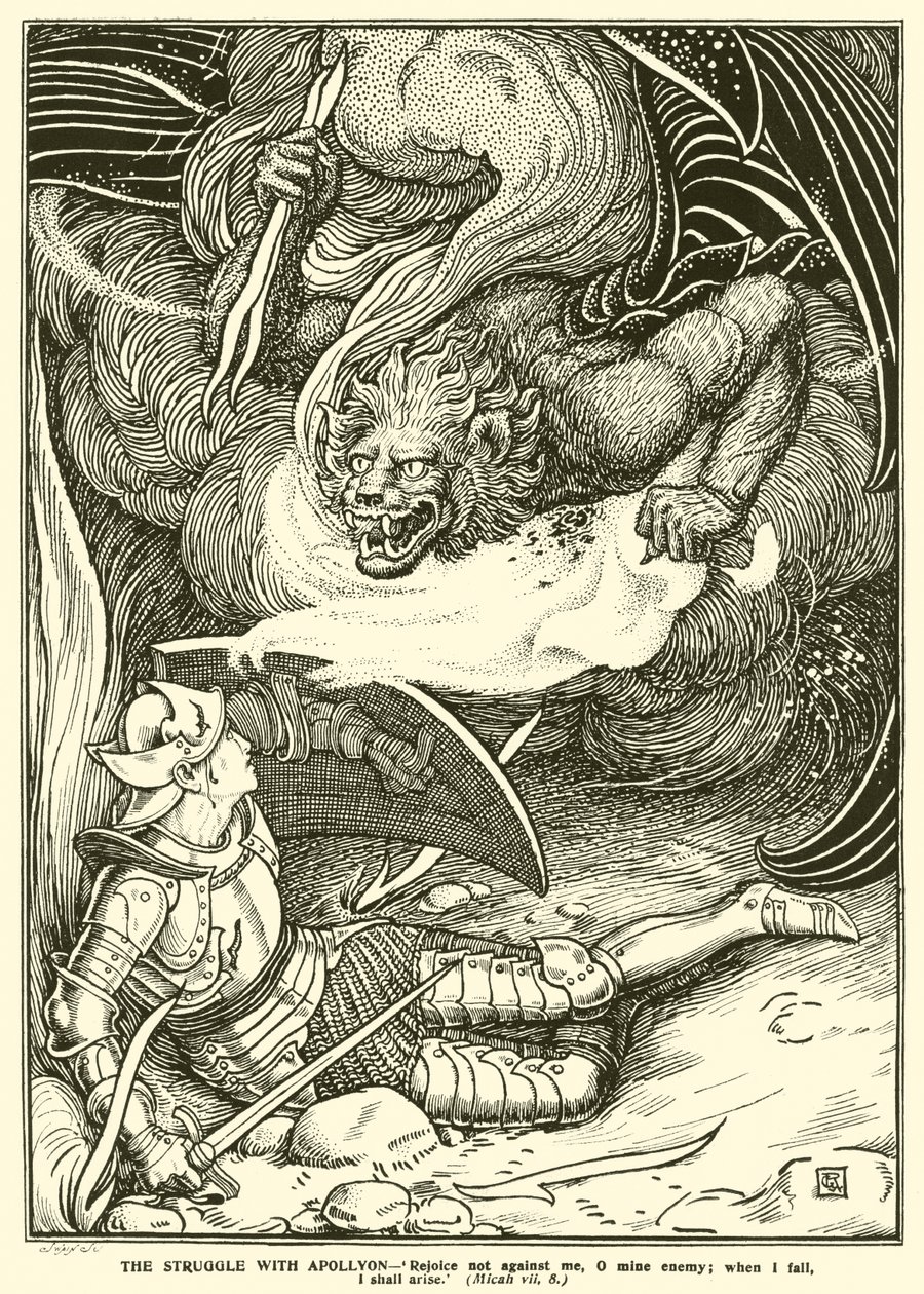 The Struggle with Apollyon by George Woolliscroft Rhead