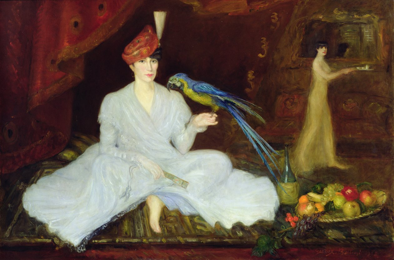 Woman with a Parrot by Georges Bottini