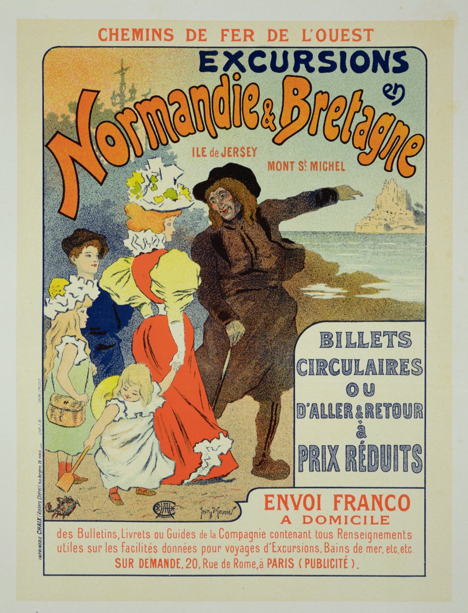 Reproduction of a Poster Advertising Excursions to Normandy and Brittany with the Western Railway Company by Georges Meunier