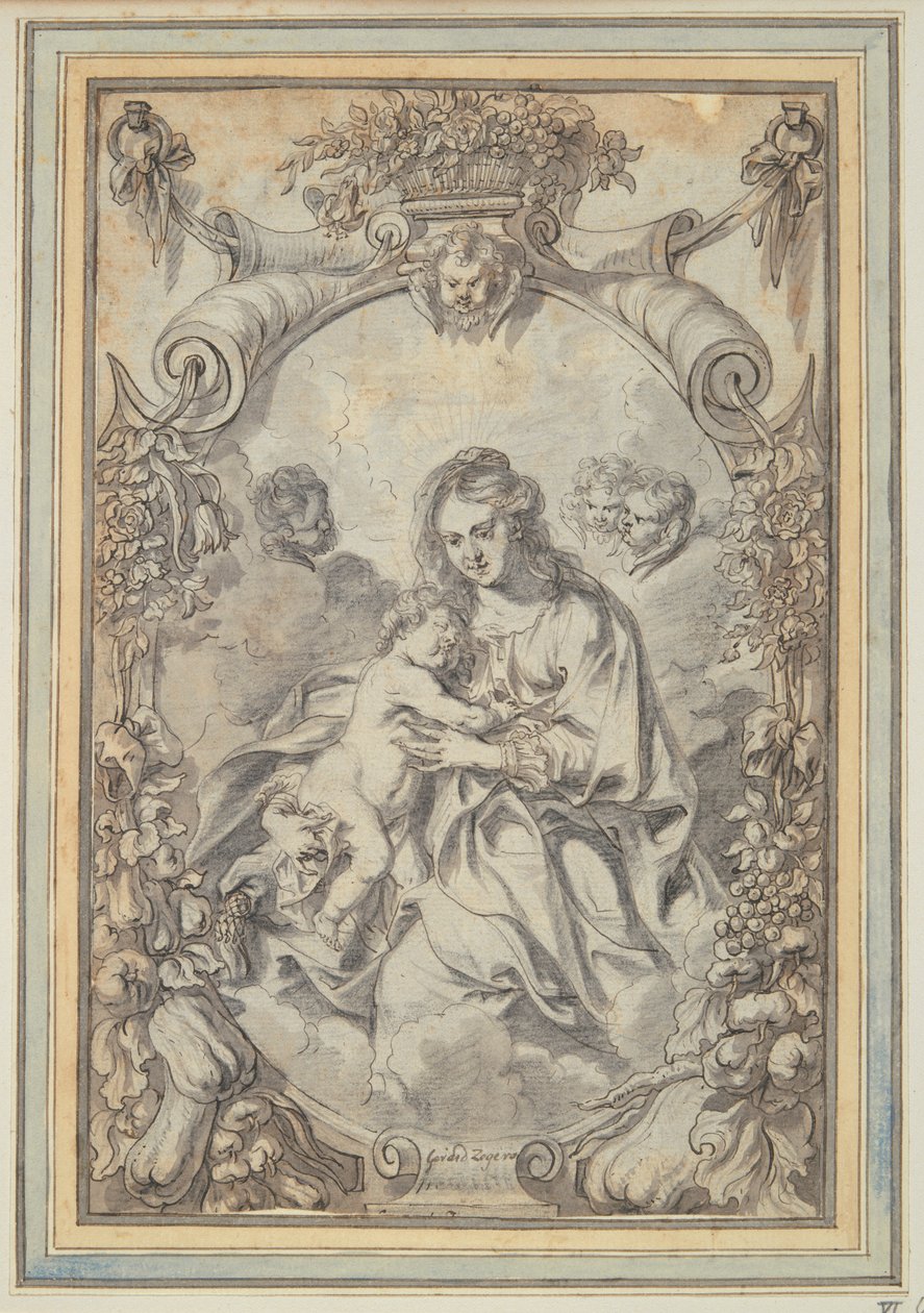 Madonna within Ornamental Frame by Gerard Seghers