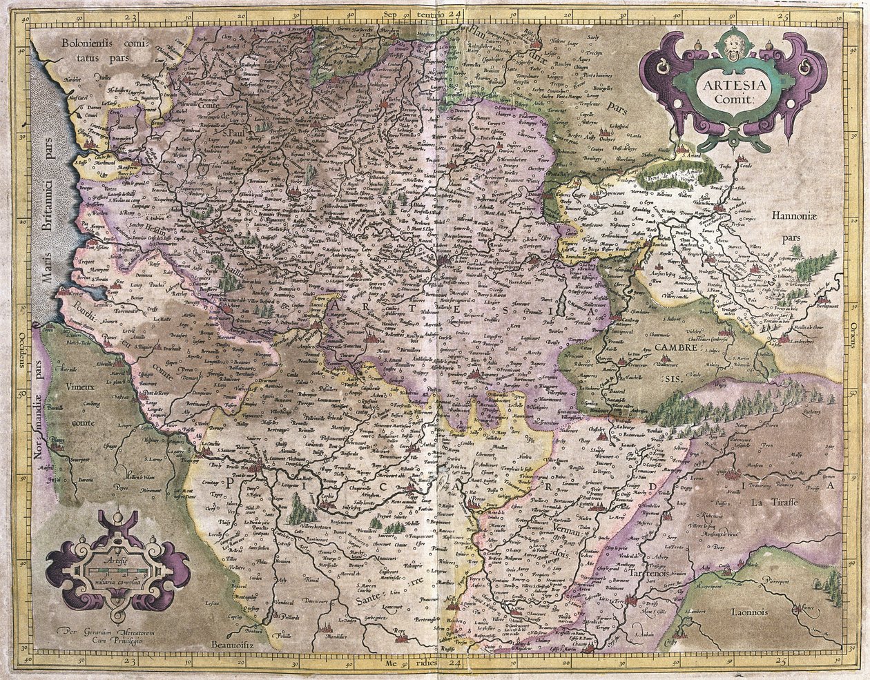 Artois, France (engraving) by Gerardus Mercator