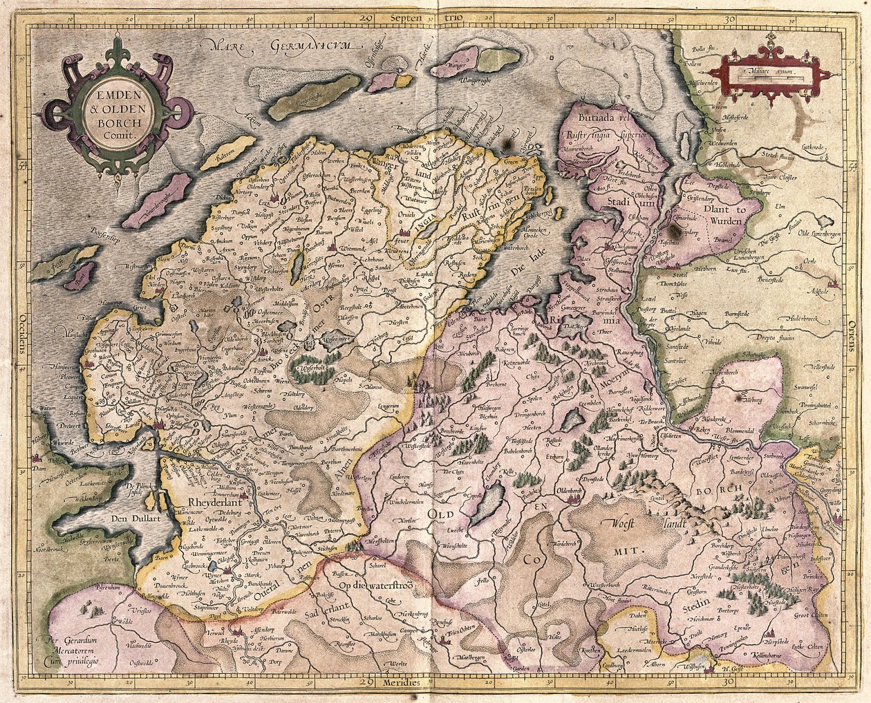 Emden and Oldenburg, Germany (engraving) by Gerardus Mercator