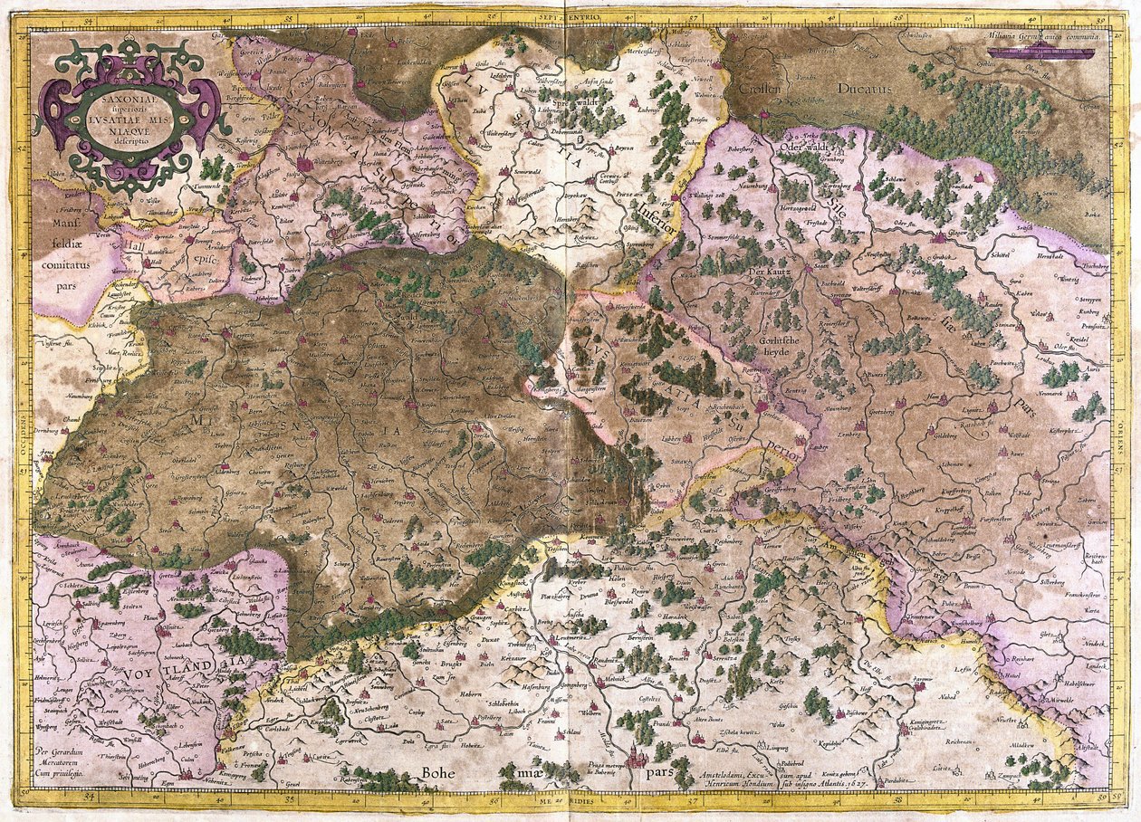 Germany, Czechoslovakia and Poland (engraving) by Gerardus Mercator