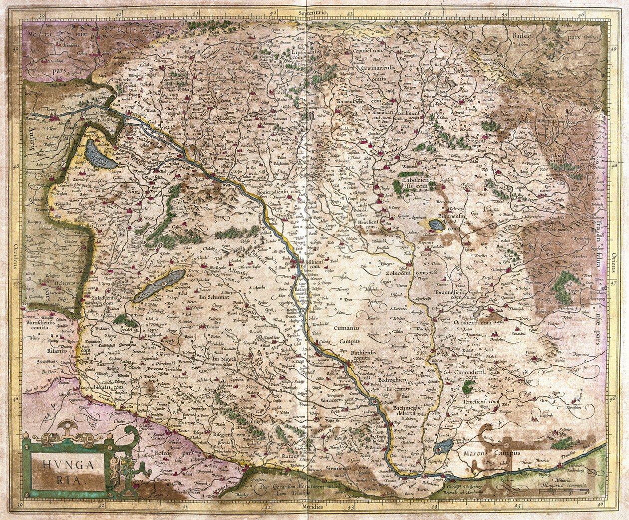 Hungary (engraving) by Gerardus Mercator