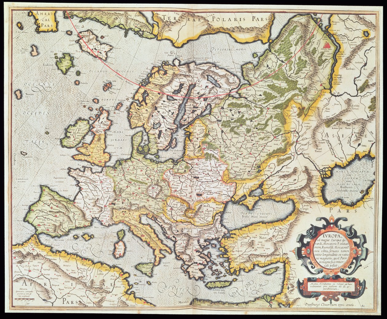 Map of Europe, c.1554 by Gerardus Mercator