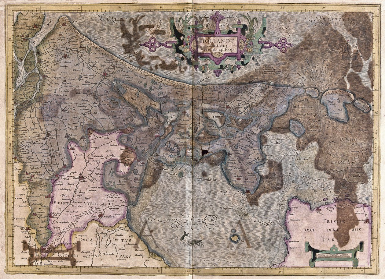 Netherlands (engraving) by Gerardus Mercator