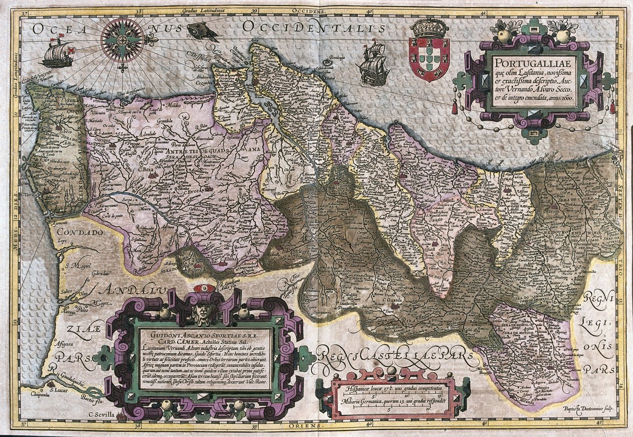 Portugal (engraving) by Gerardus Mercator