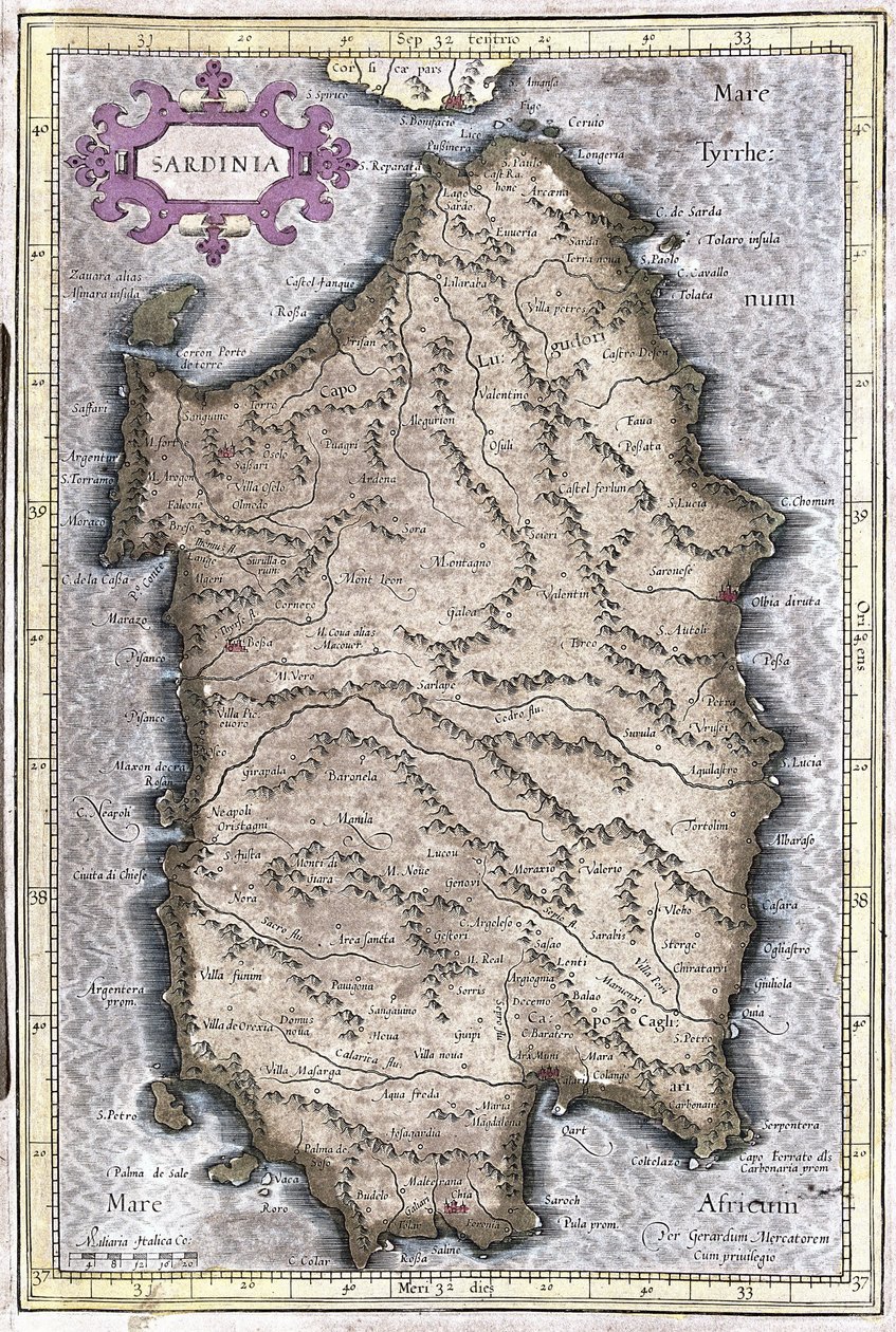 Sardinia, Italy by Gerardus Mercator