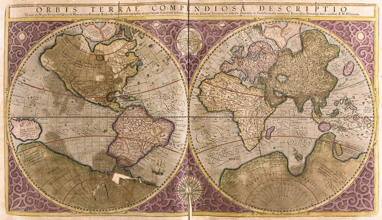 The globe (engraving) by Gerardus Mercator