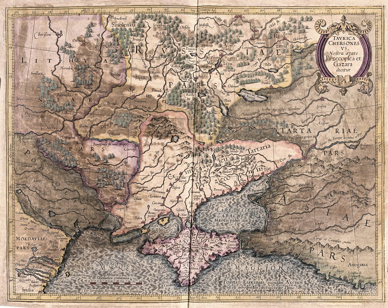 Ukraine and Crimea (engraving) by Gerardus Mercator