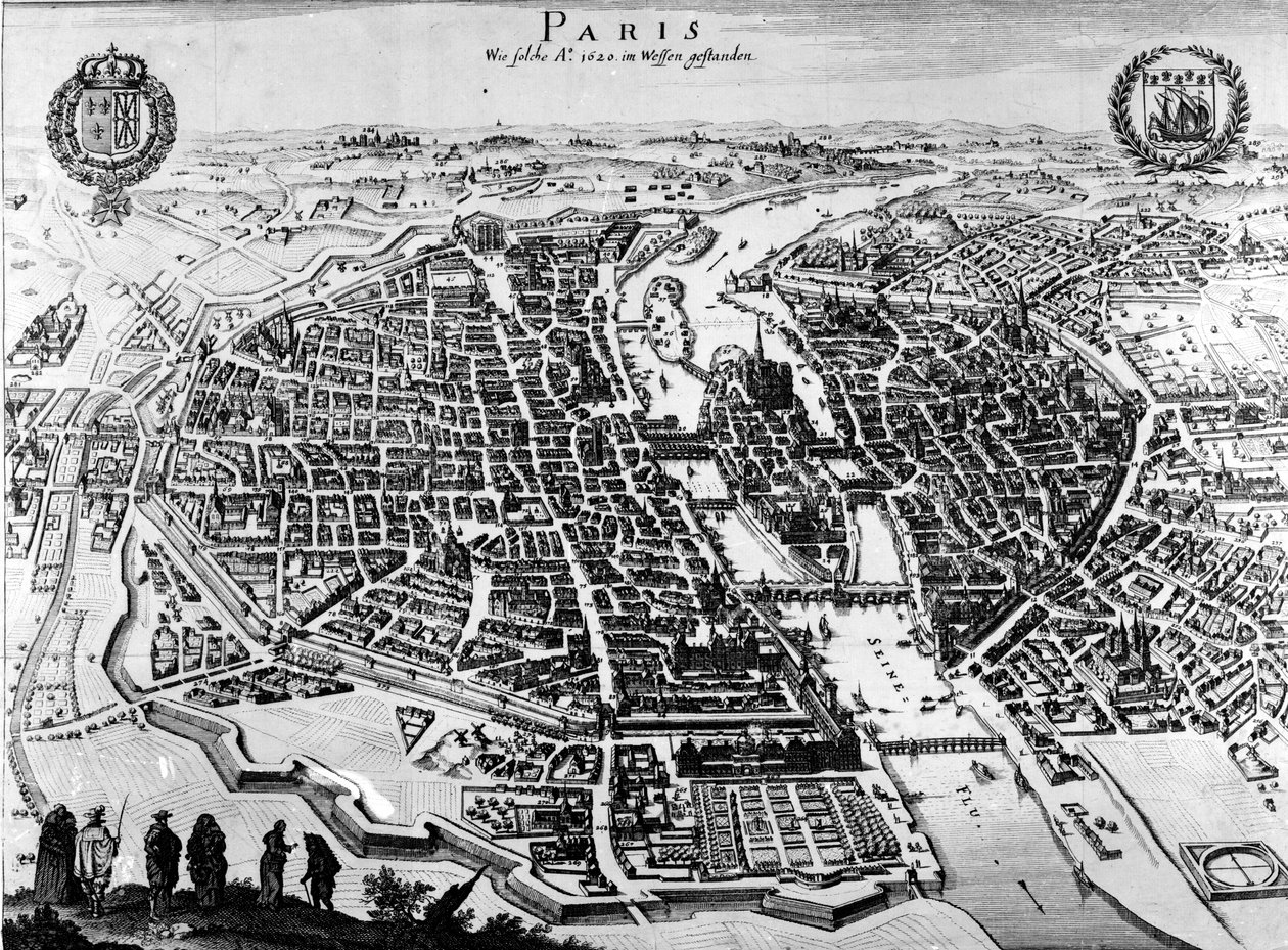 Map of Paris, 1620 by German School