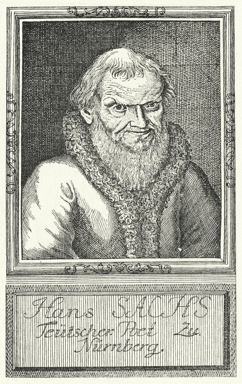 Hans Sachs, German Playwright and Writer (engraving) by German School