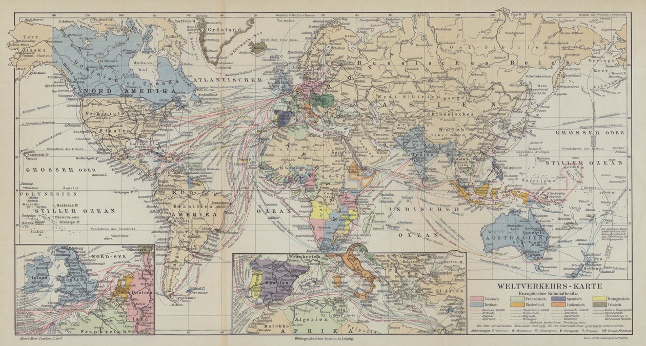 Map of World Shipping Routes by German School