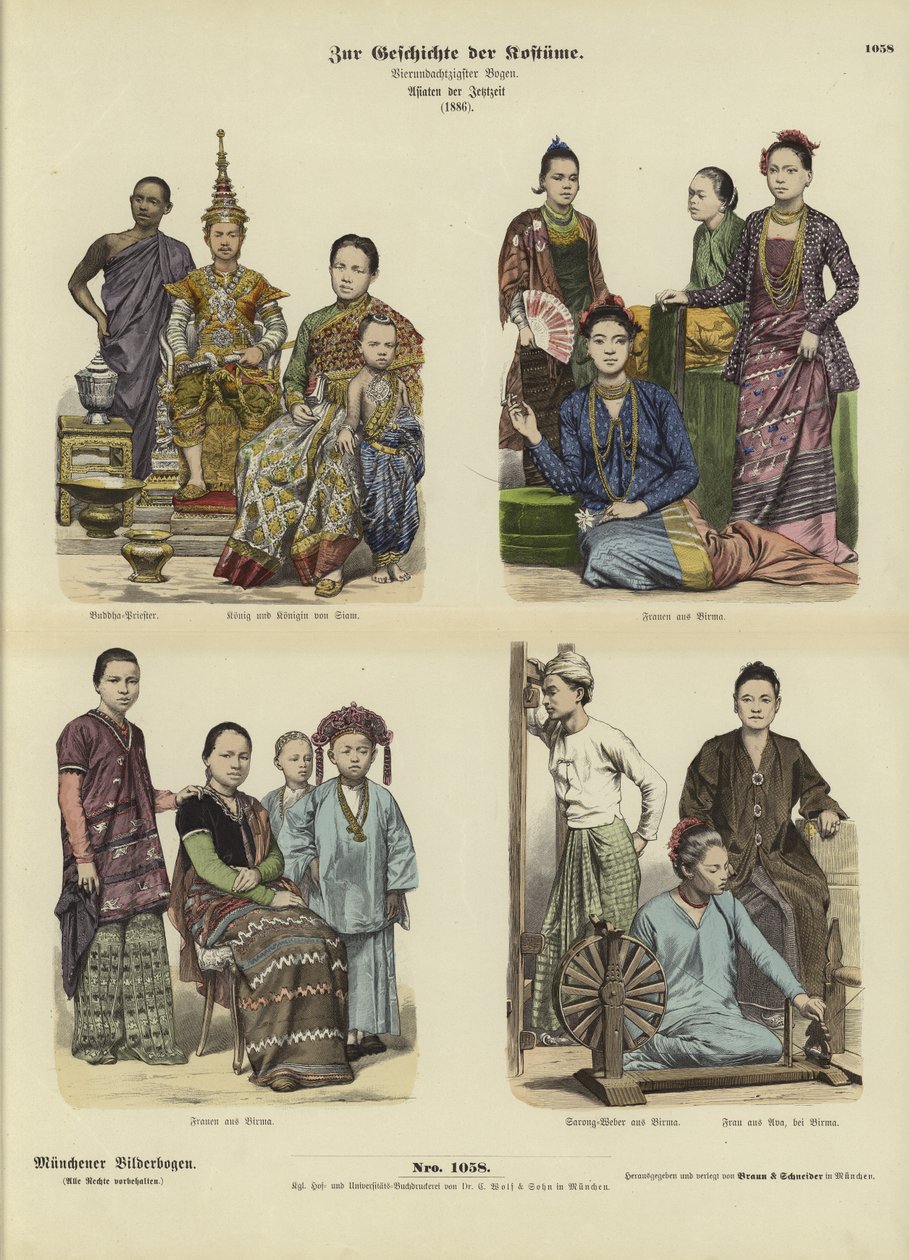 Siamese and Burmese Costumes, 1886 by German School