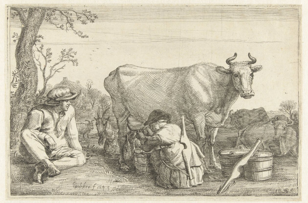Woman Milking by Gerrit Bleker