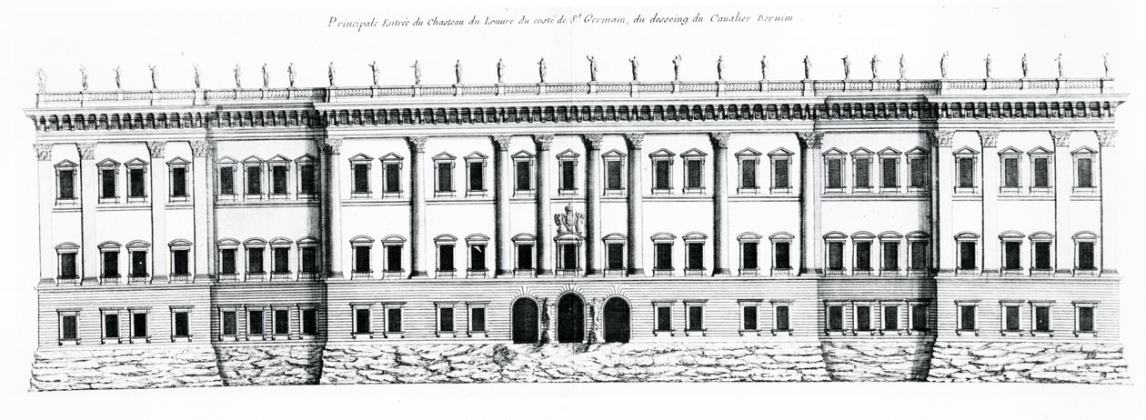 Third Project for the Palais du Louvre, Paris: East Façade Elevation and Principal Entrance to the Palace from the Saint Germain Side by Gian Lorenzo Bernini