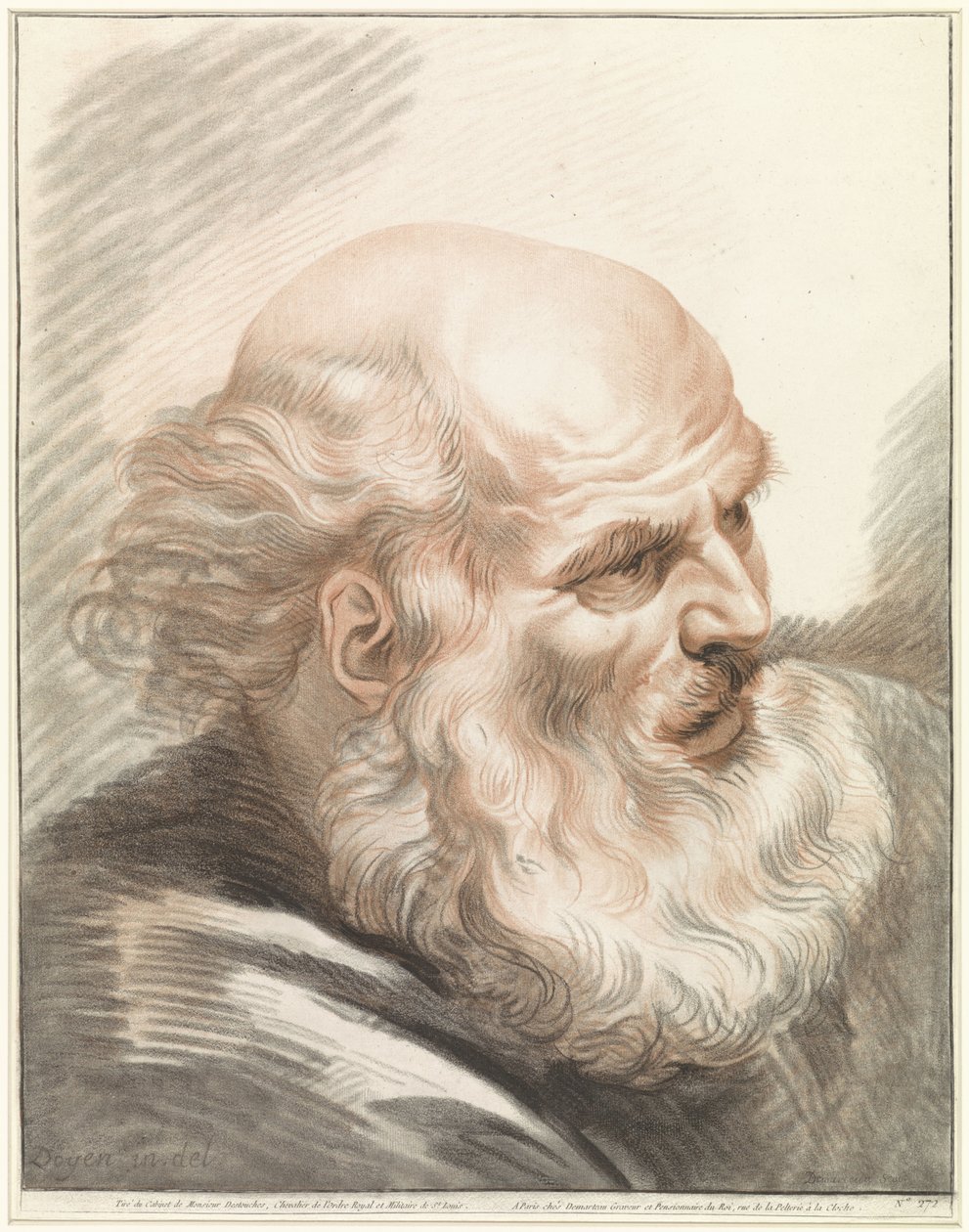 Head of an Old Man with Beard by Gilles Demarteau