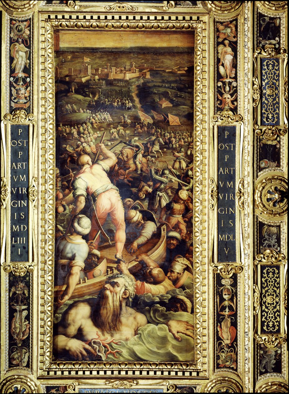 The Defeat of the Turks at Piombino from the ceiling of the Salone dei Cinquecento, 1565 by Giorgio Vasari