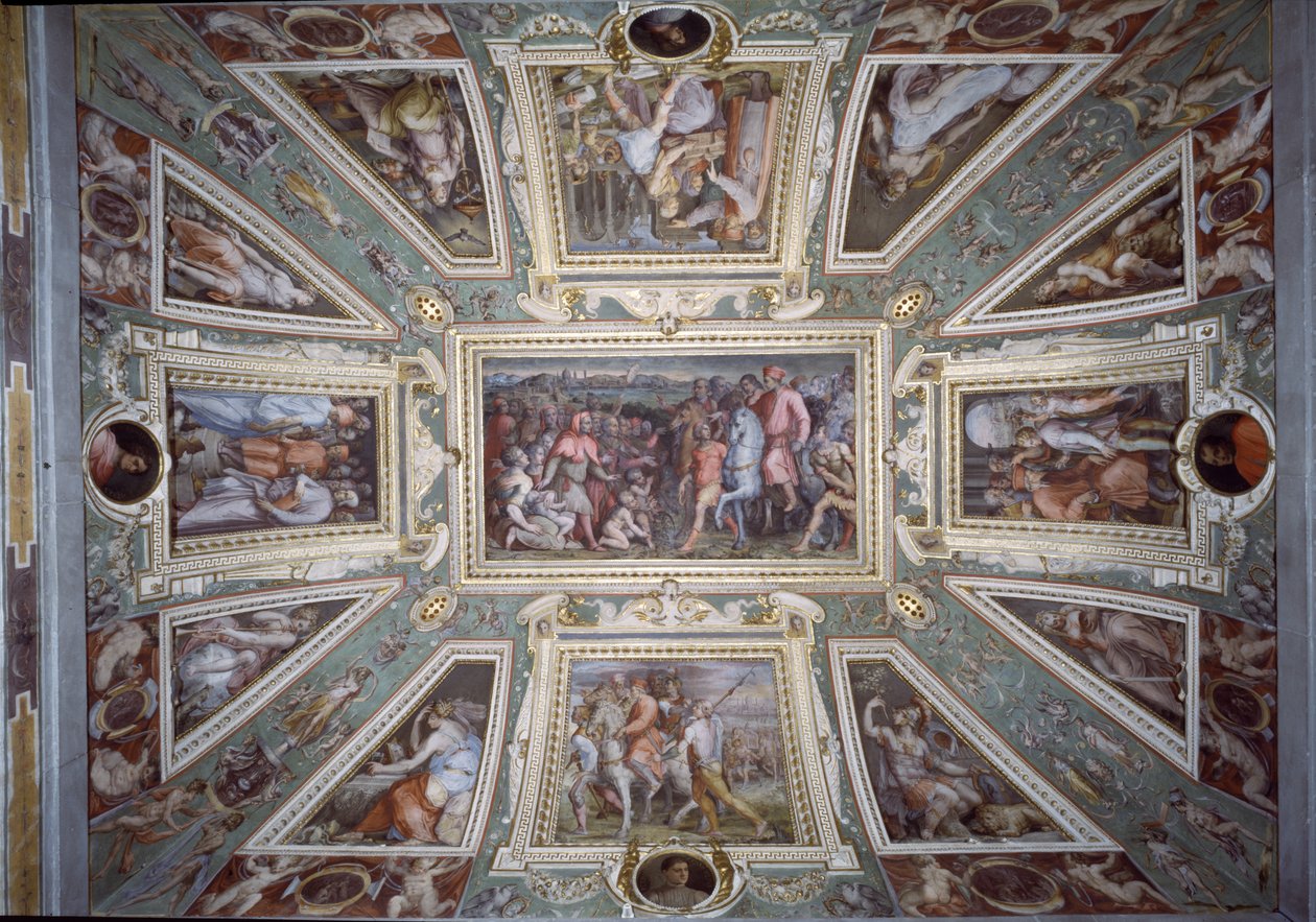 The ceiling of the Sala di Cosimo Il Vecchio showing Cosimo de