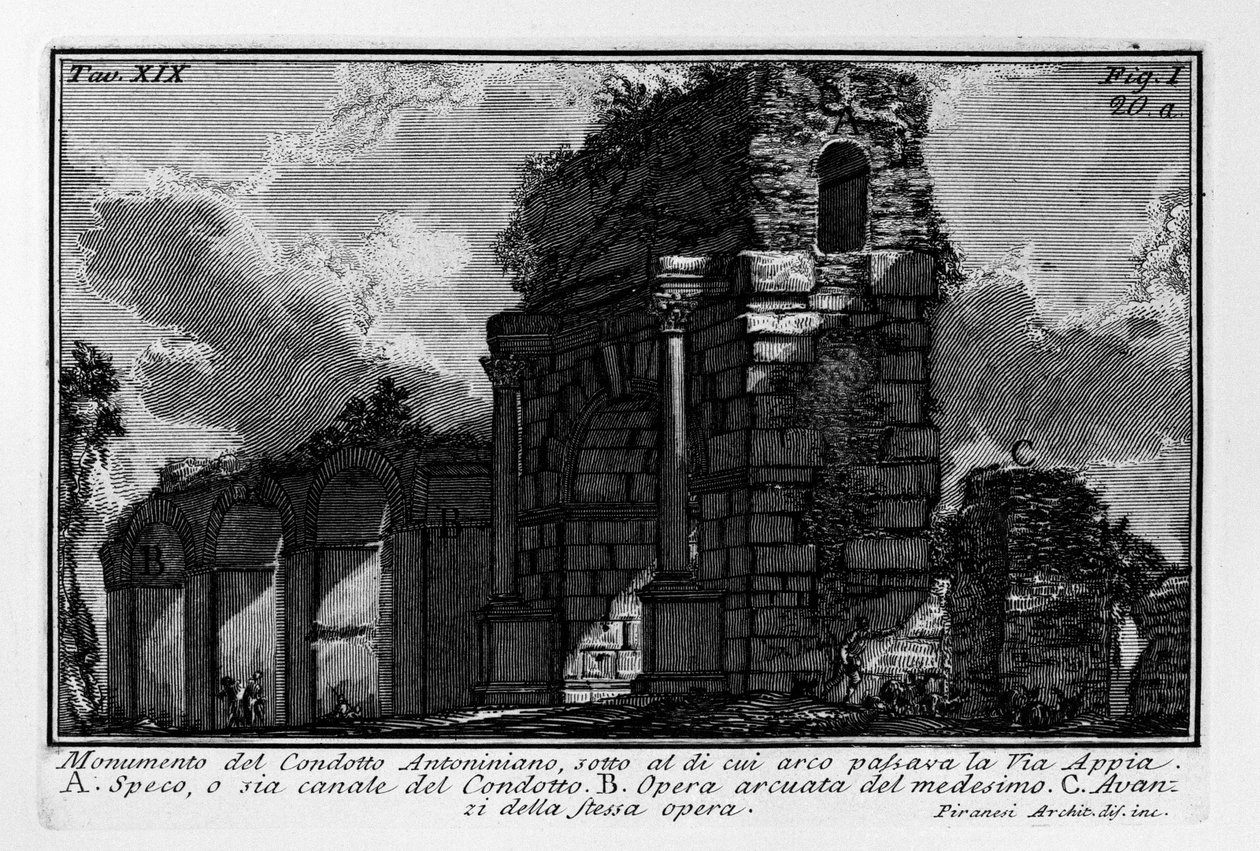 Monument of the Antonine Conduit, under which the Appian Way passed by Giovanni Battista Piranesi