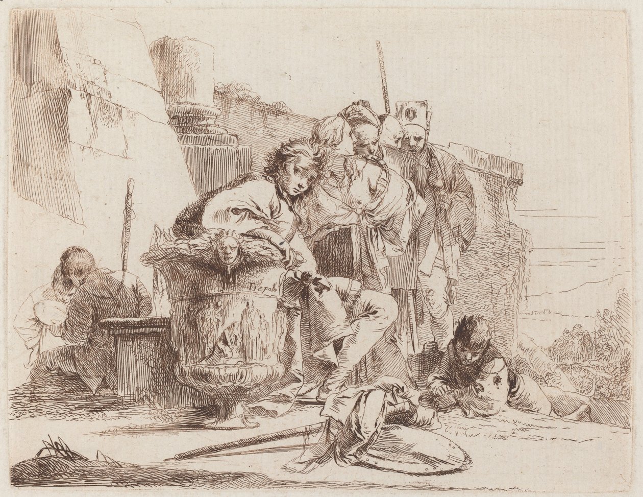 Seated Youth Leaning against an Urn by Giovanni Battista Tiepolo