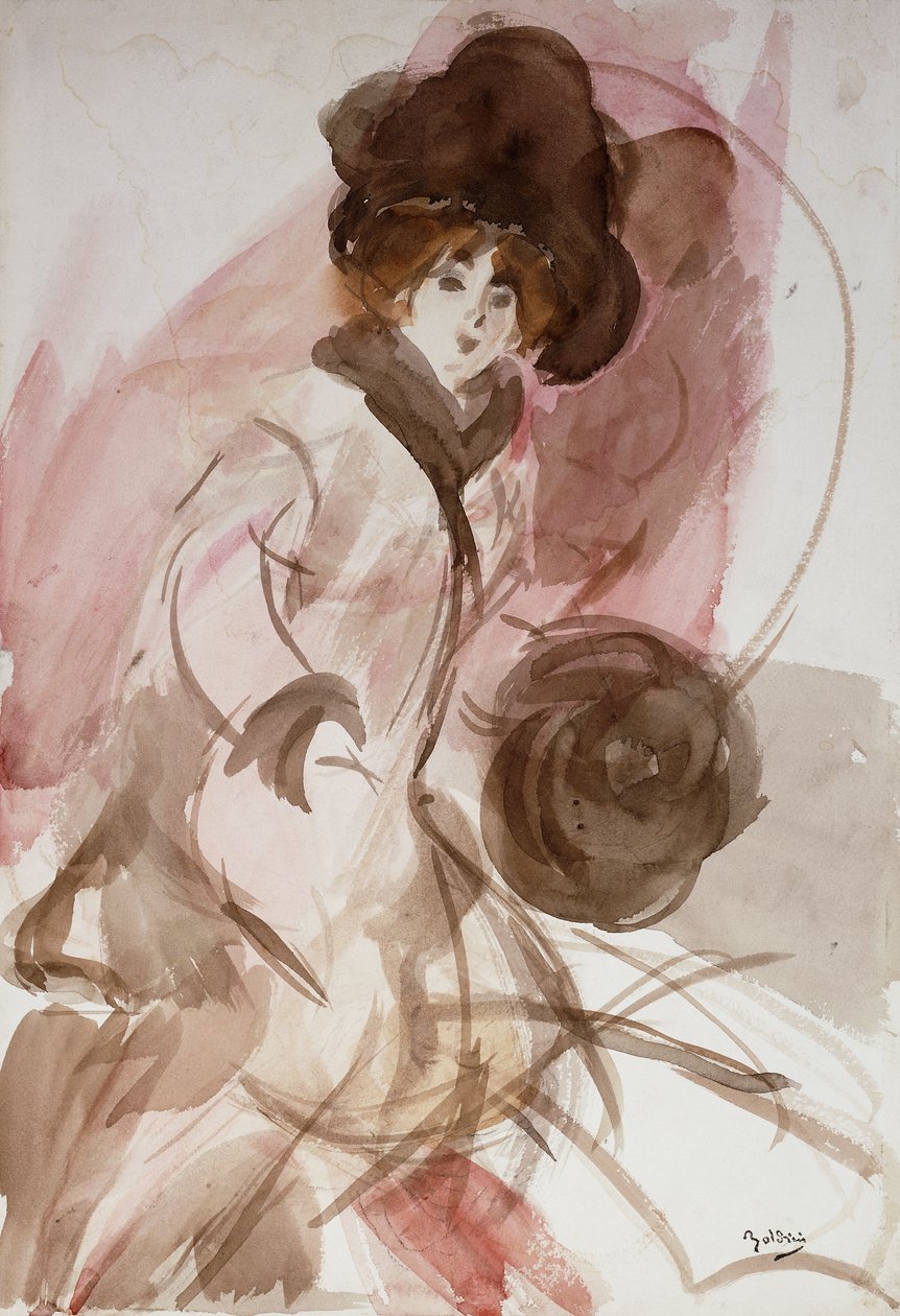 An Elegant Lady with a Muff by Giovanni Boldini
