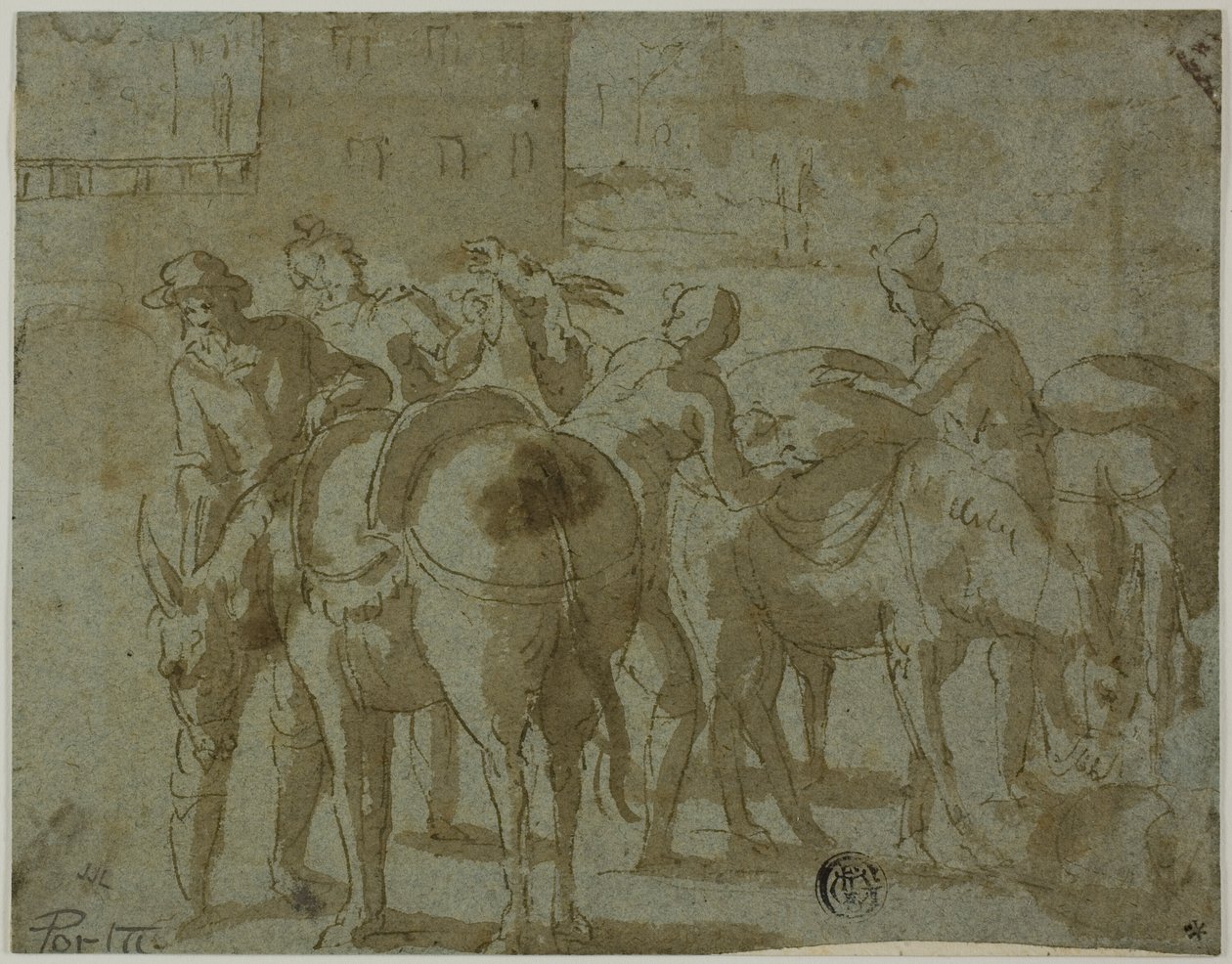 Muleteers and Mules by Giovanni Guerra
