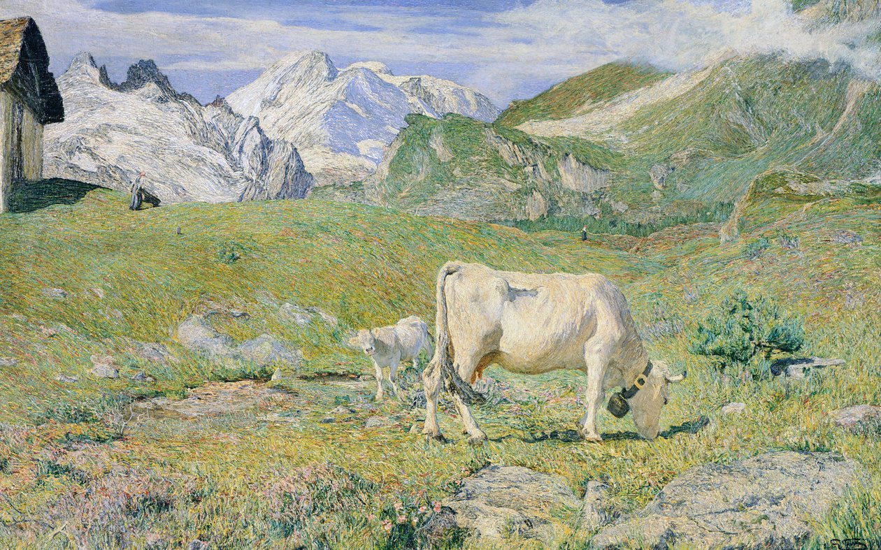 Spring Pastures by Giovanni Segantini (1858-1899) by Giovanni Segantini