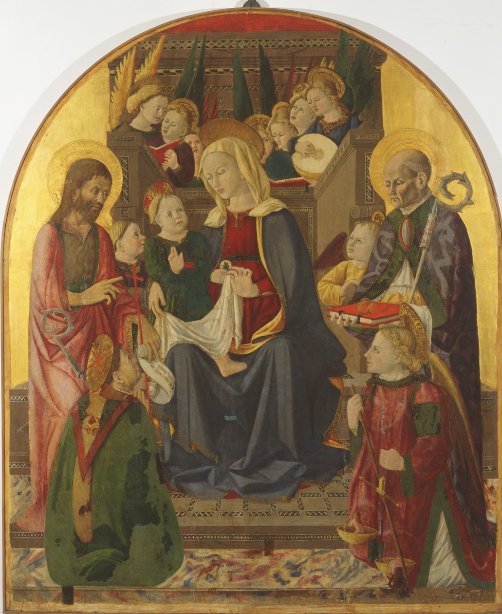 Madonna and Child Enthroned with Angels and Saints by Girolamo di Giovanni di Camerino