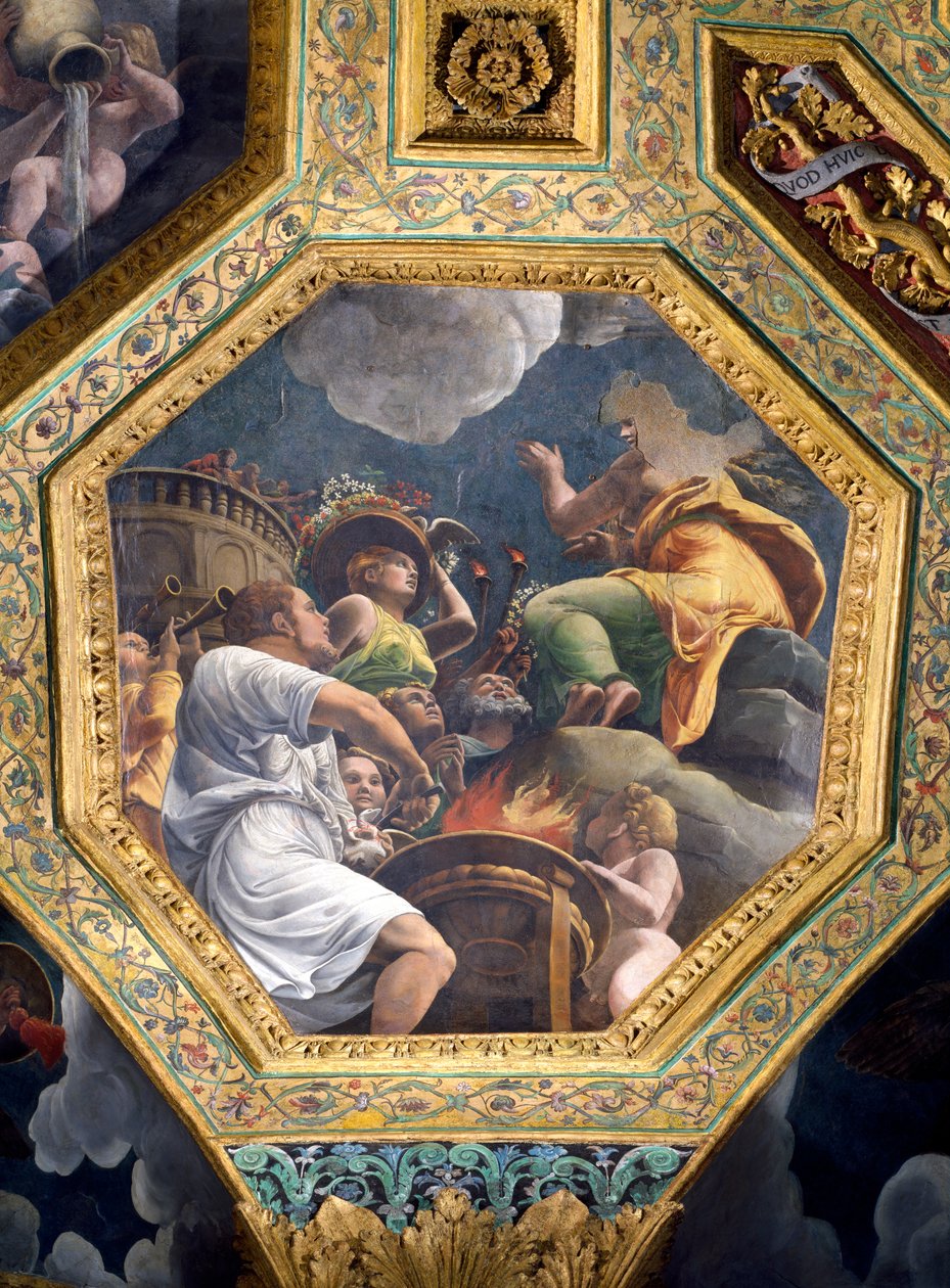 Scene of the Sacrifice of a Dove, Ceiling Caisson from the Sala di Amore e Psiche by Giulio Romano