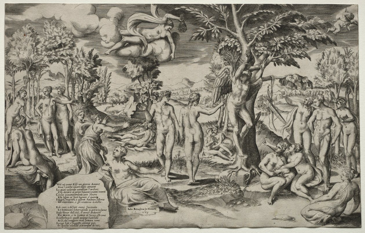 Love in the Elysian Fields, 1563 by Giulio Bonasone