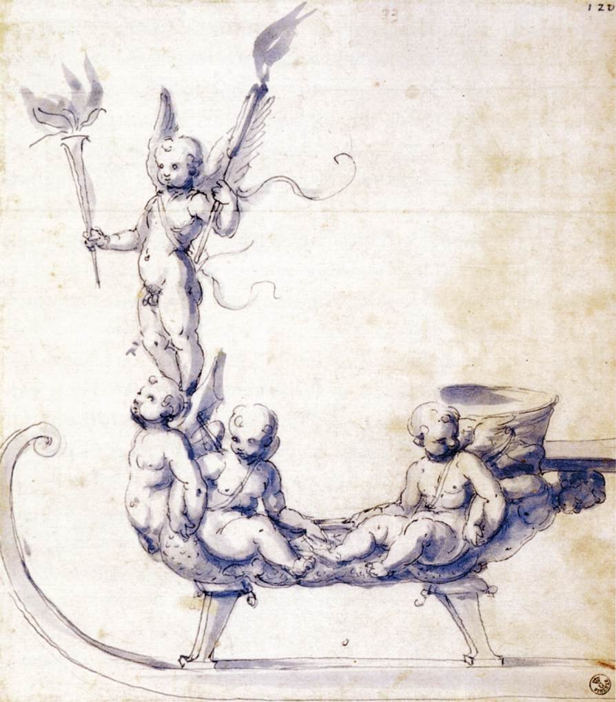 Sketch for a Sleigh with Putti by Giuseppe Arcimboldo