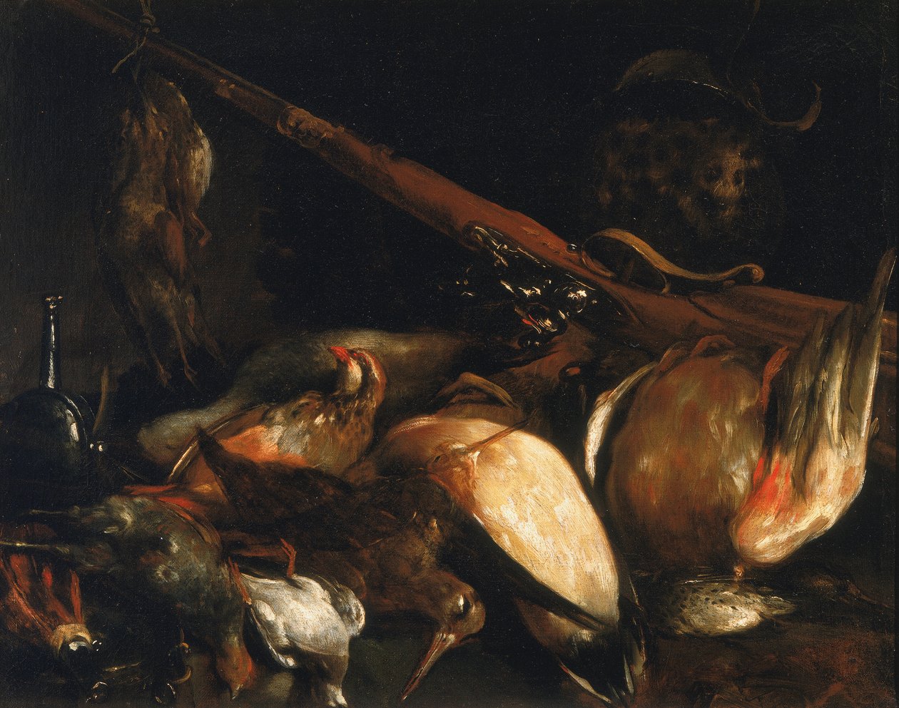 Dead birds and arquebus by Giuseppe Maria Crespi