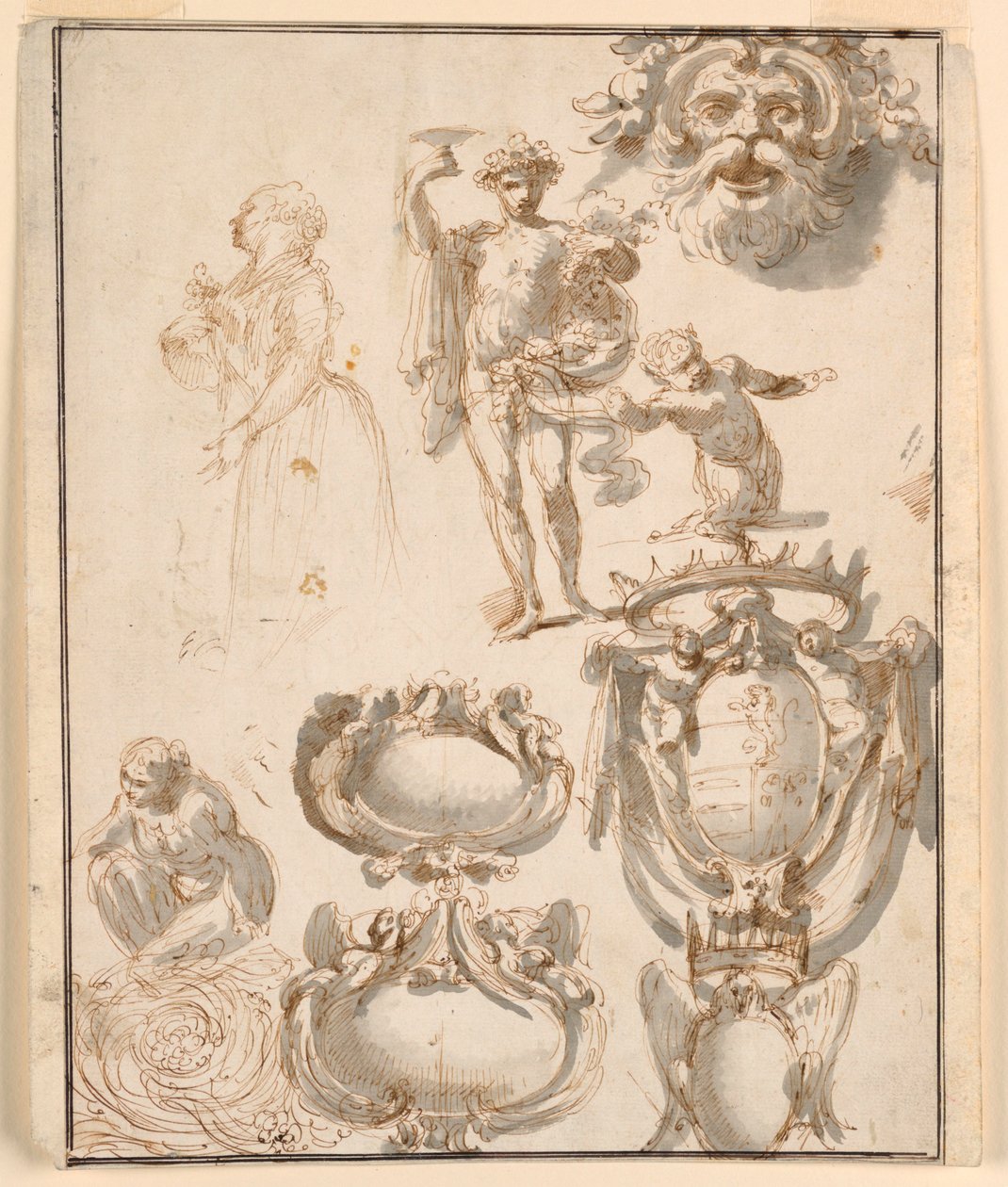 Sheet with Sketches by Giuseppe Bernardino Bison