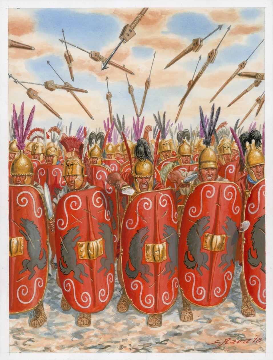 Republican Roman Legionnaires in Battle by Giuseppe Rava