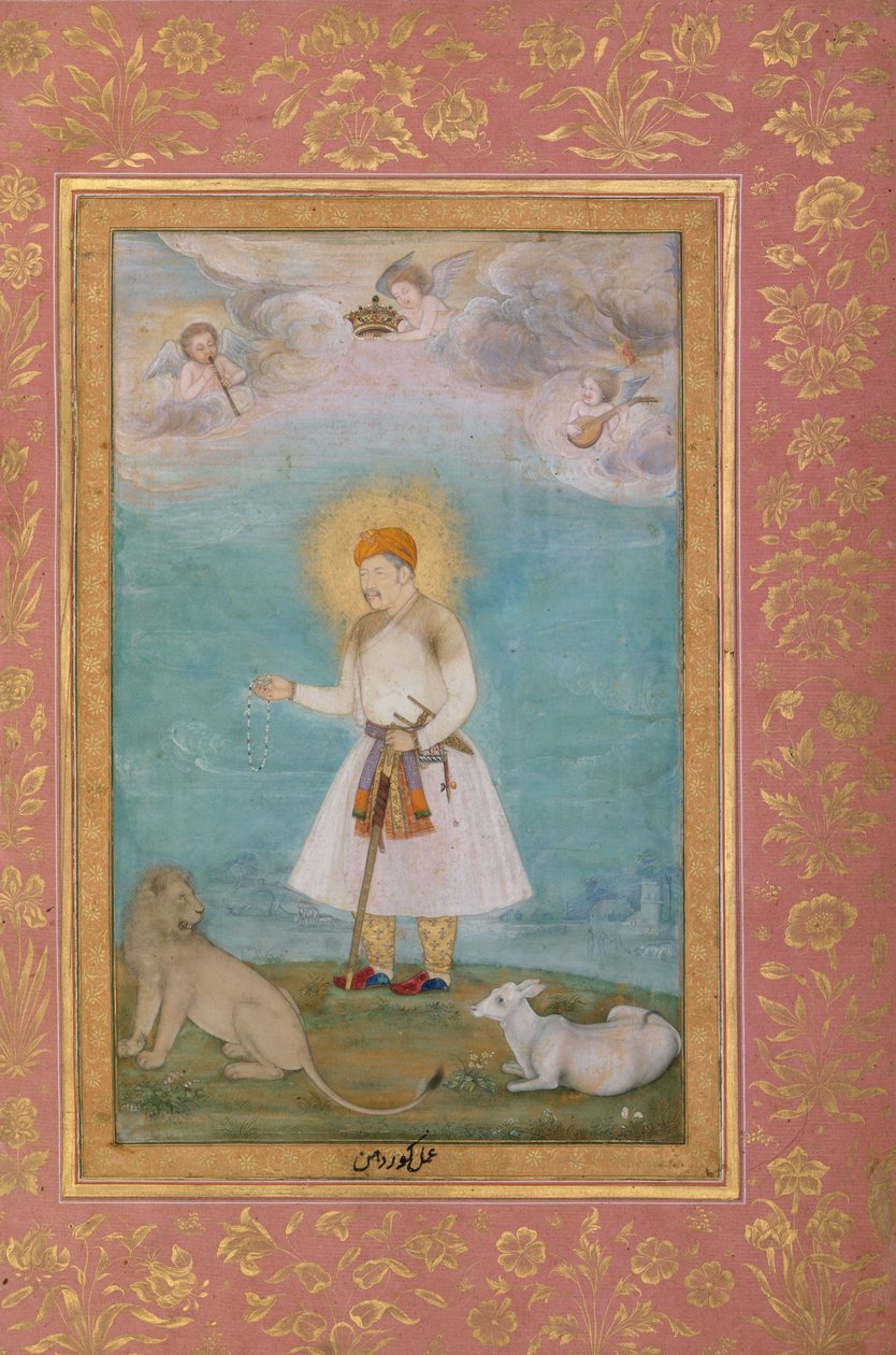 Akbar with Lion and Calf by Govardhan