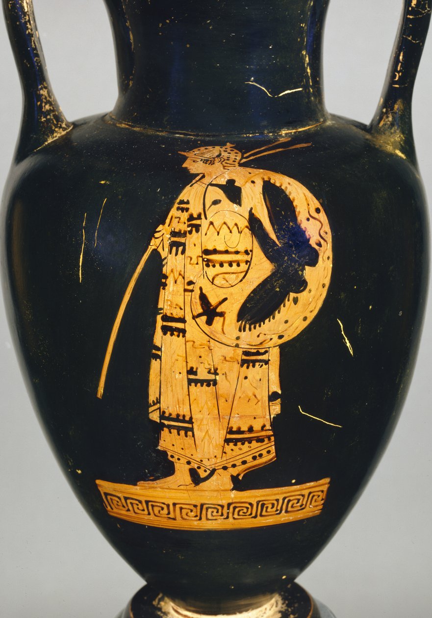 Detail from an Attic Red-Figure Neck Amphora of a Warrior Figure by Greek