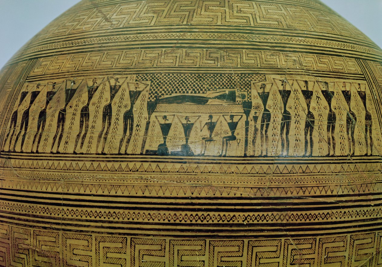 Dipylon Amphora, Funerary Urn in the Geometric Style from the Kerameikos Necropolis (detail) by Greek