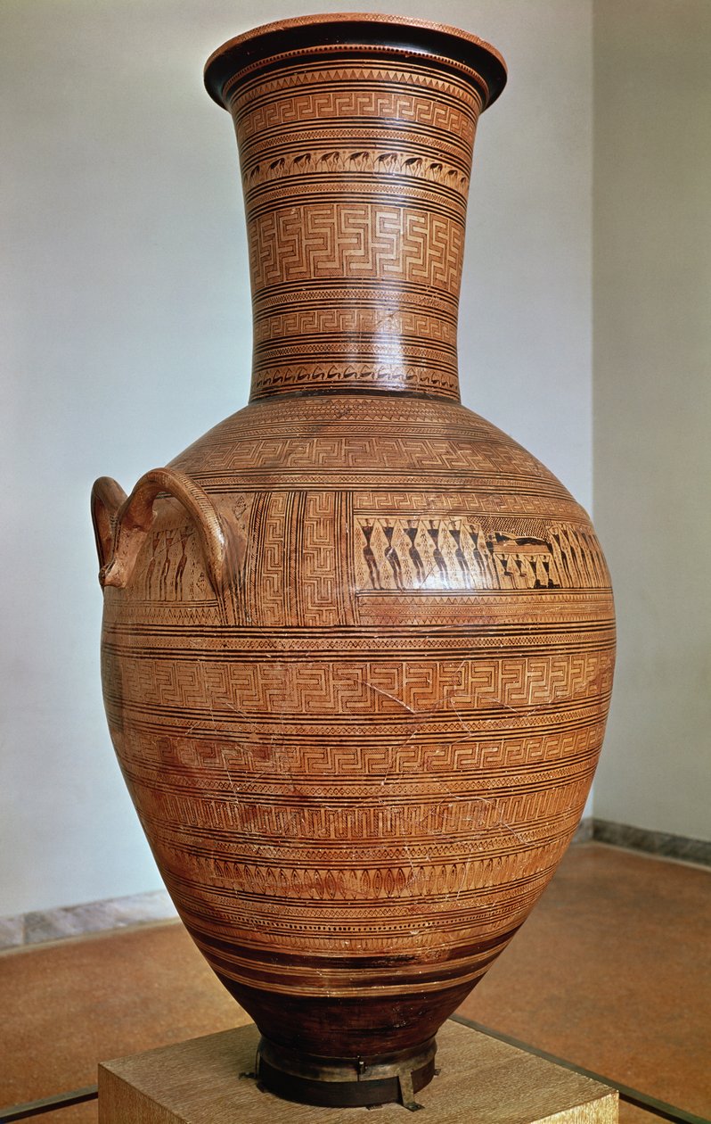 The Dipylon Amphora, Funerary Urn in the Geometric Style from the Kerameikos Necropolis, Athens by Greek