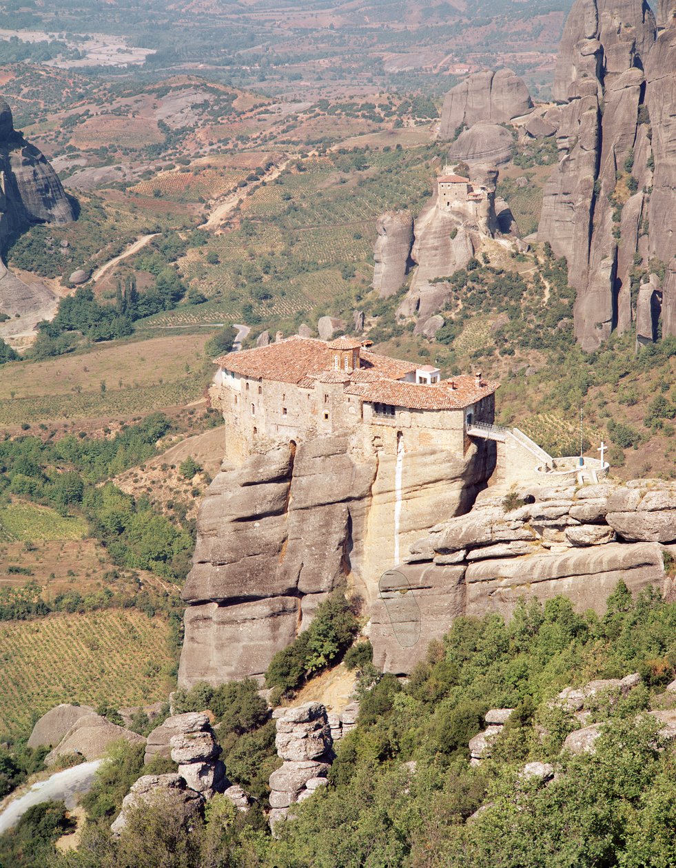 View of the Roussanou Monastery by Greek School